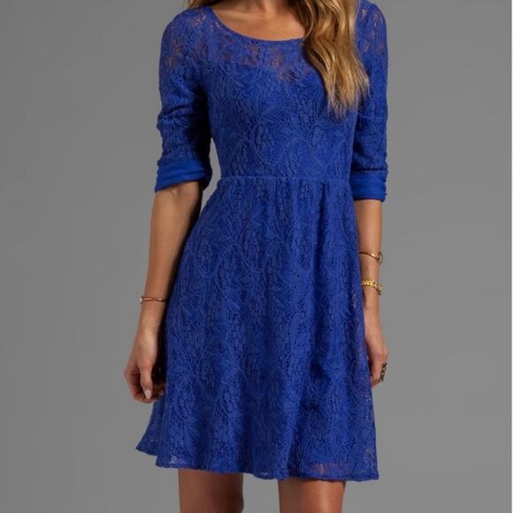 Free People Shake It Up Small Blue Lace Dress - Picture 1 of 11